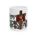 Merry Christmas Cross Plaid & Leopard Ceramic Mug (11oz/15oz)
