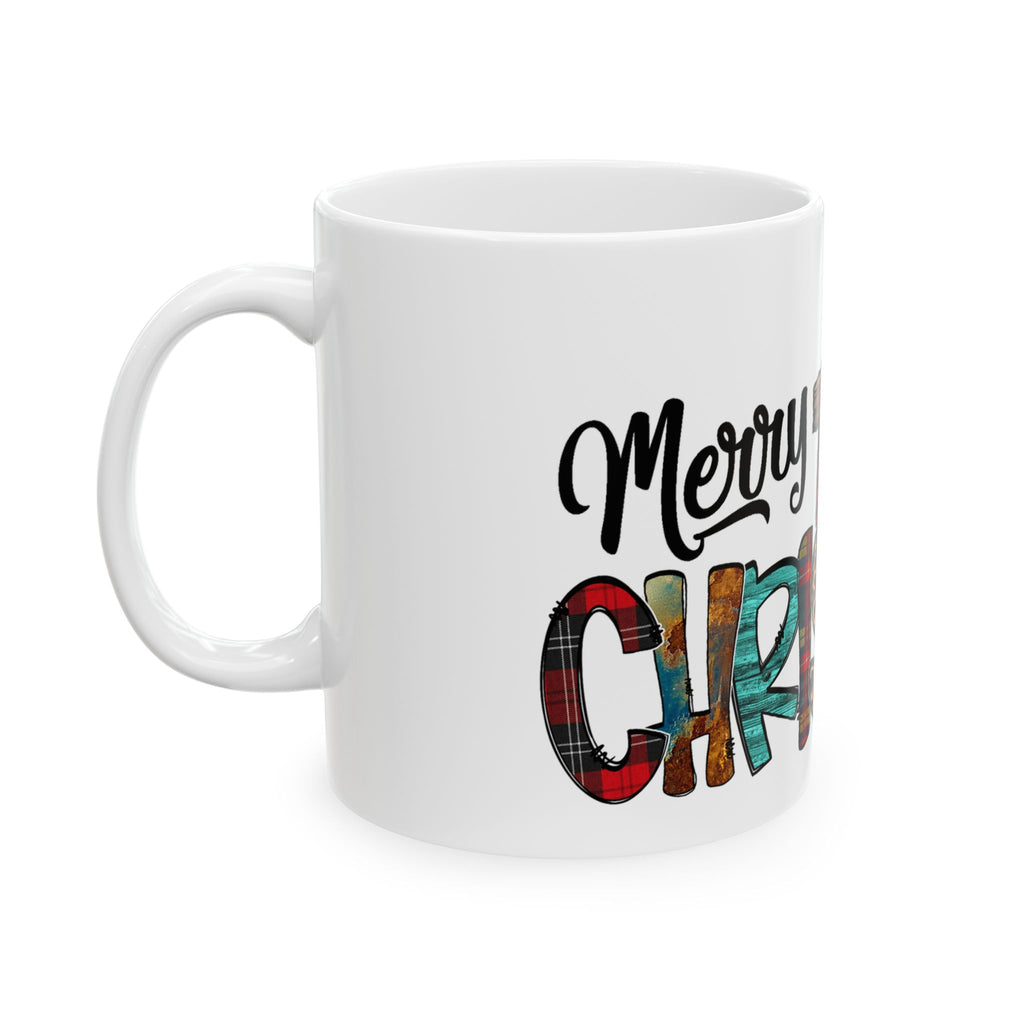 Merry Christmas Cross Plaid & Leopard Ceramic Mug (11oz/15oz)