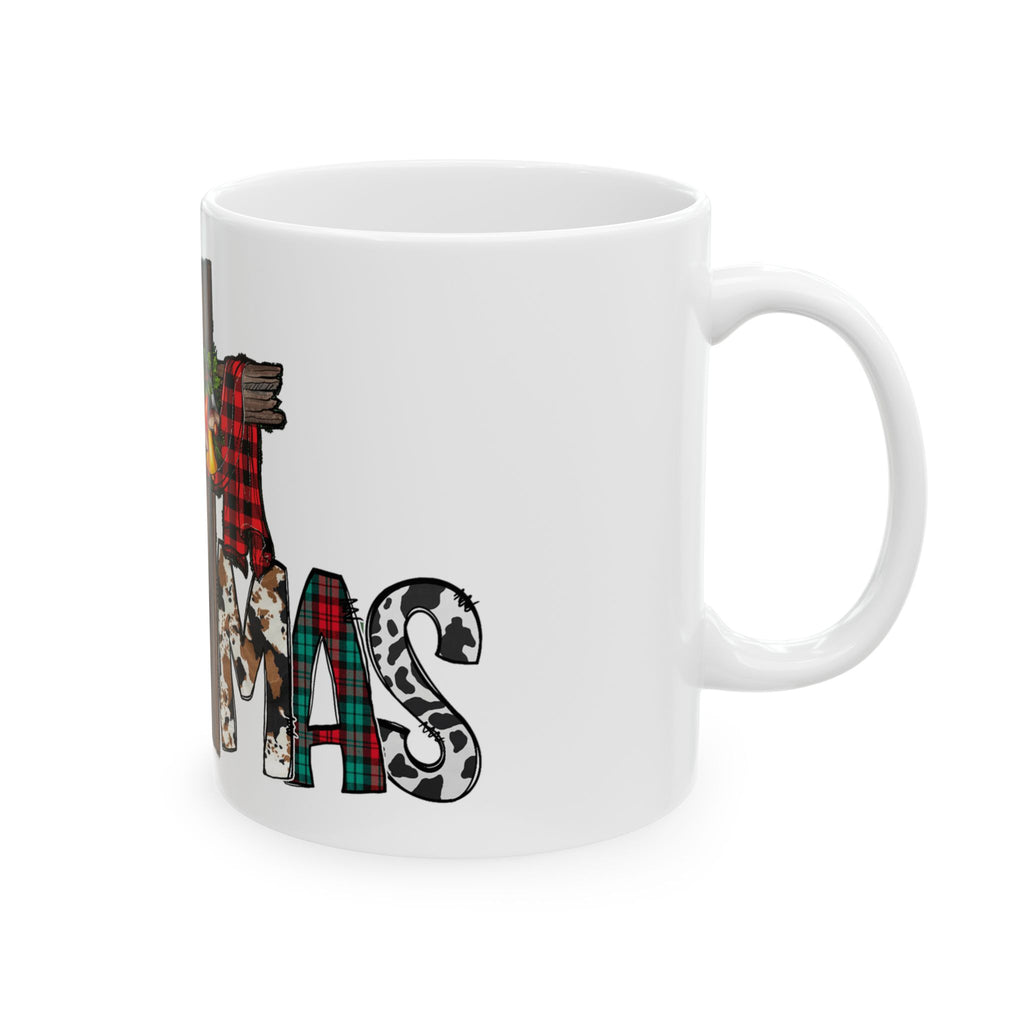 Merry Christmas Cross Plaid & Leopard Ceramic Mug (11oz/15oz)