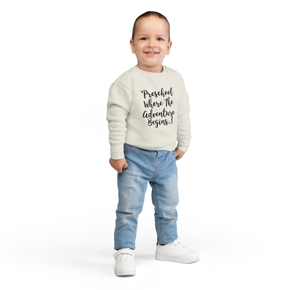 Preschool Where The Adventure Begins Toddler Sweatshirt — Back to School Cozy Kids Crewneck
