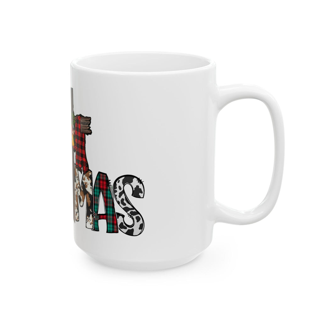 Merry Christmas Cross Plaid & Leopard Ceramic Mug (11oz/15oz)