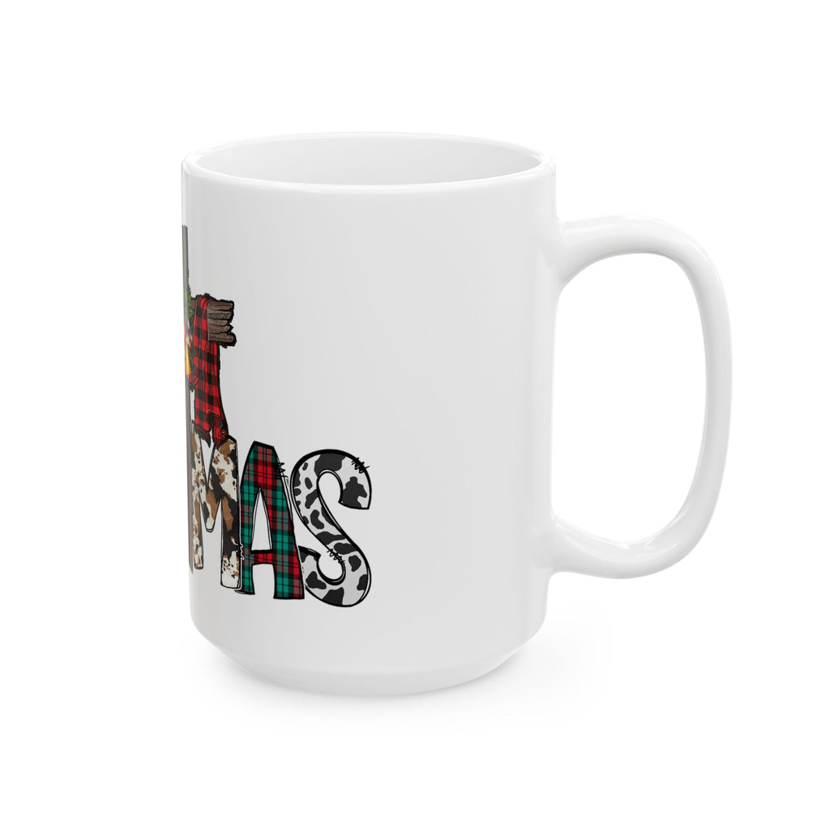 Merry Christmas Cross Plaid & Leopard Ceramic Mug (11oz/15oz)